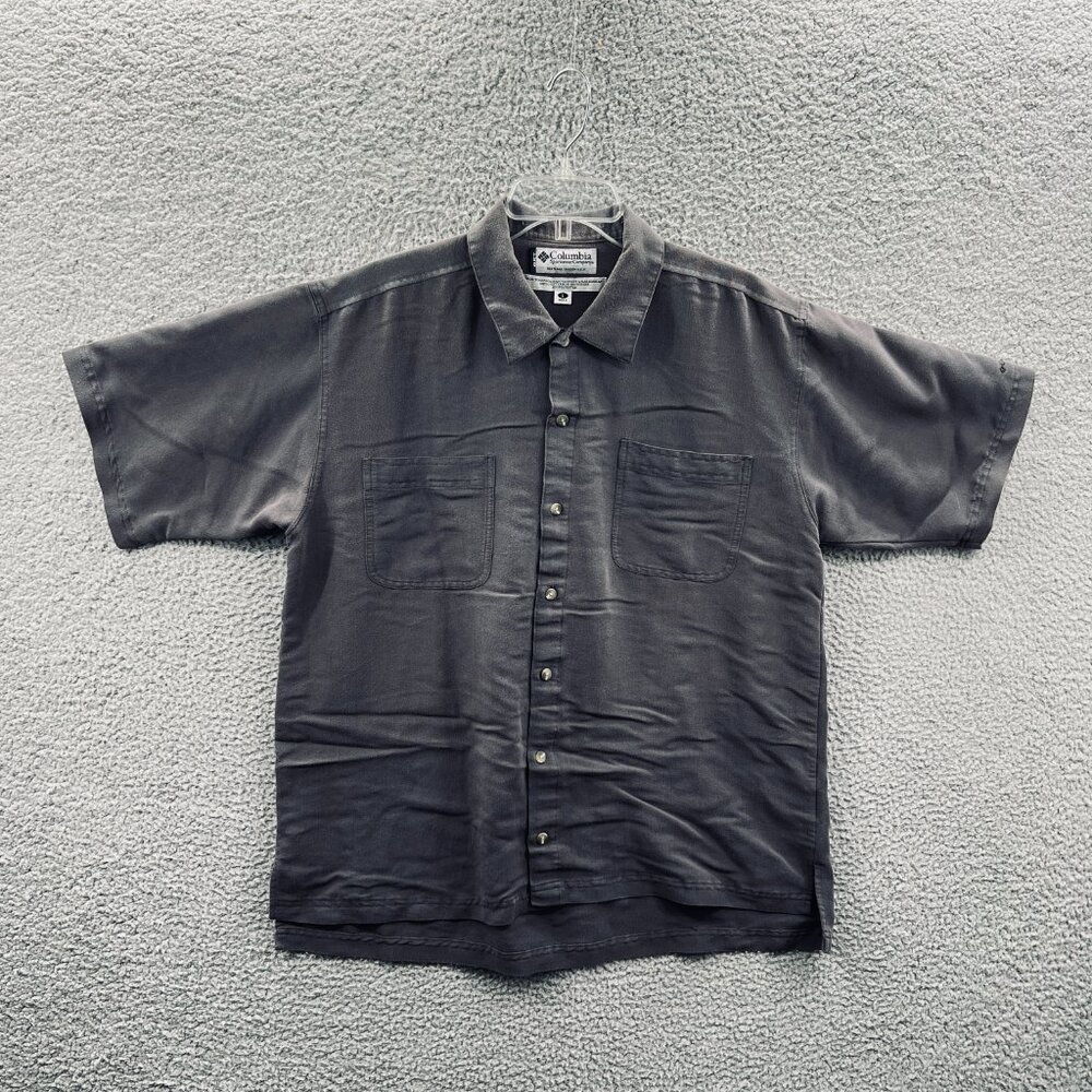 Columbia GRT Mens Shirt Large Grey Button Front‎ Short Sleeve Casual Outdoor